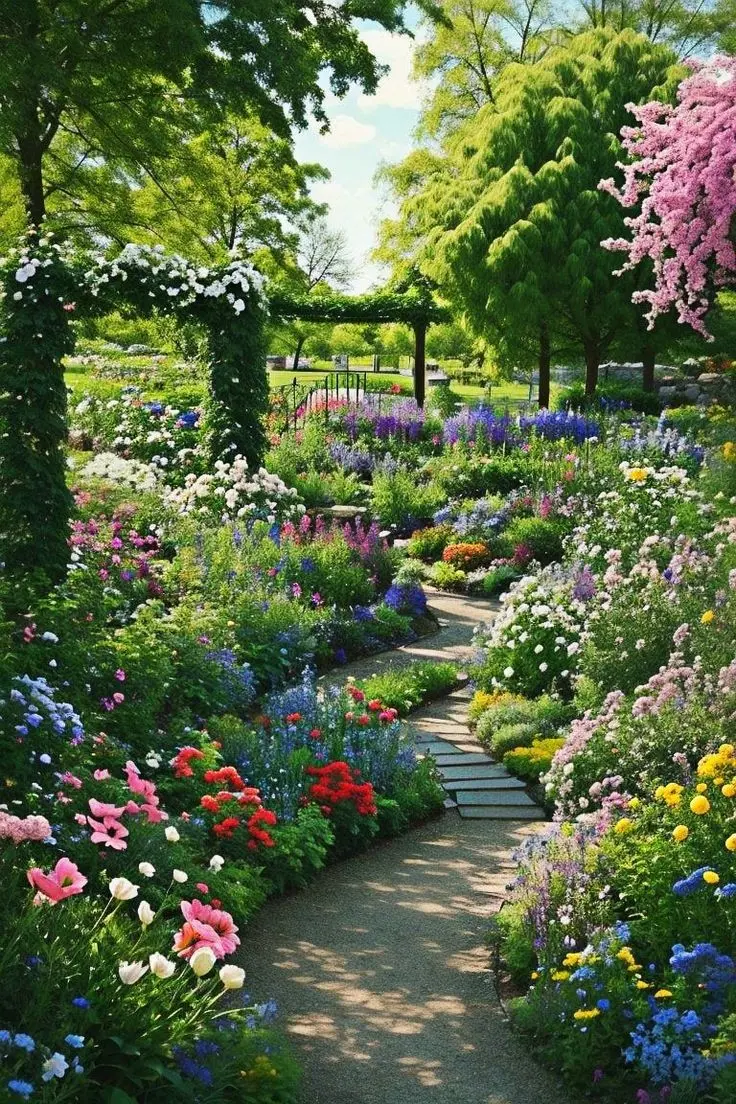 A lily pond and green Japanese bridge in Monet's garden at Giverny