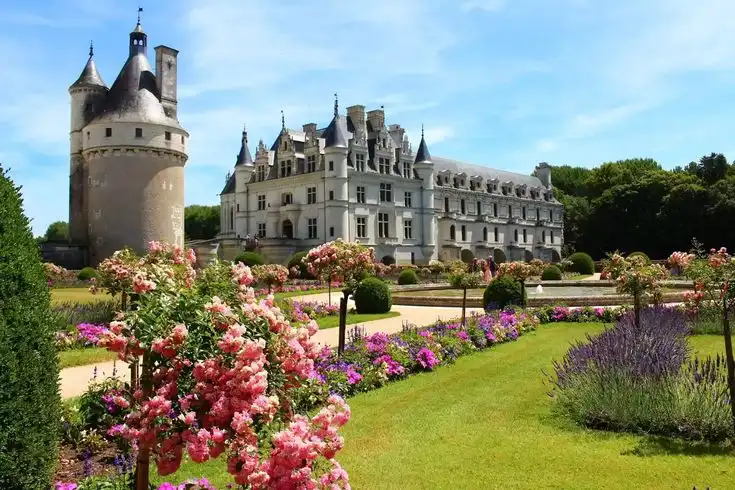 A Renaissance château reflected in the water of the Loire Valley